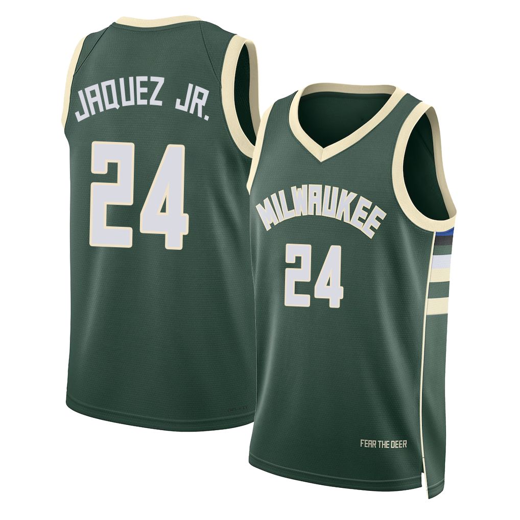 Milwaukee #24 Jaquez Jr. Player Basketball Sleeveless Green Jersey Jaime For Adult Youth