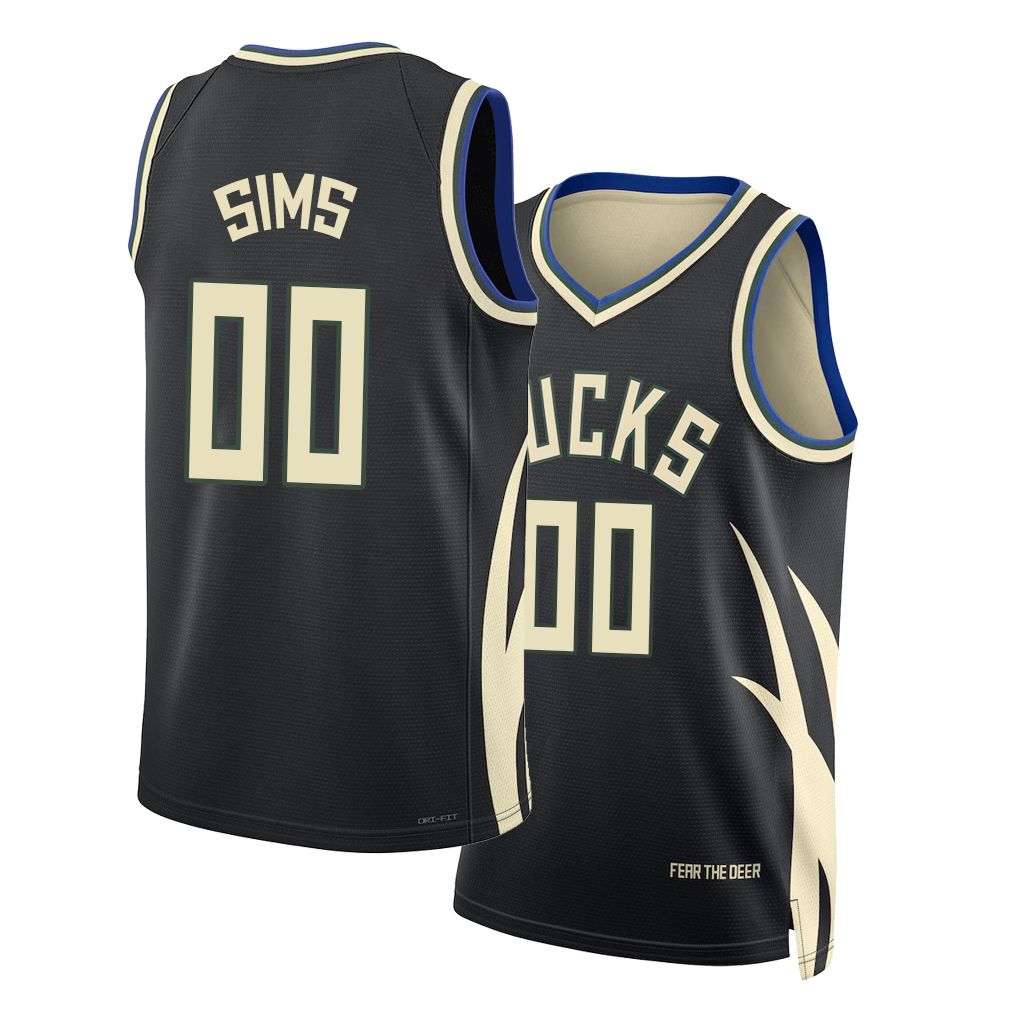 Milwaukee #00 Sims Player Basketball Sleeveless Black Jersey Jericho For Adult Youth