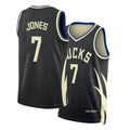 Milwaukee #7 Jones Player Basketball Sleeveless Black Jersey Kam For Adult Youth