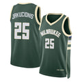 Milwaukee #25 Jakucionis Player Basketball Sleeveless Green Jersey Kasparas For Adult Youth