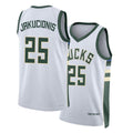 Milwaukee #25 Jakucionis Player Basketball Sleeveless White Jersey Kasparas For Adult Youth