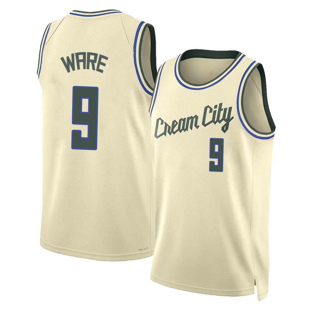 Milwaukee #9 Ware Player Basketball Sleeveless Cream Jersey Kel'el For Adult Youth