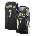 Milwaukee #7 Porter Jr. Player Basketball Sleeveless Black Jersey Kevin For Adult Youth