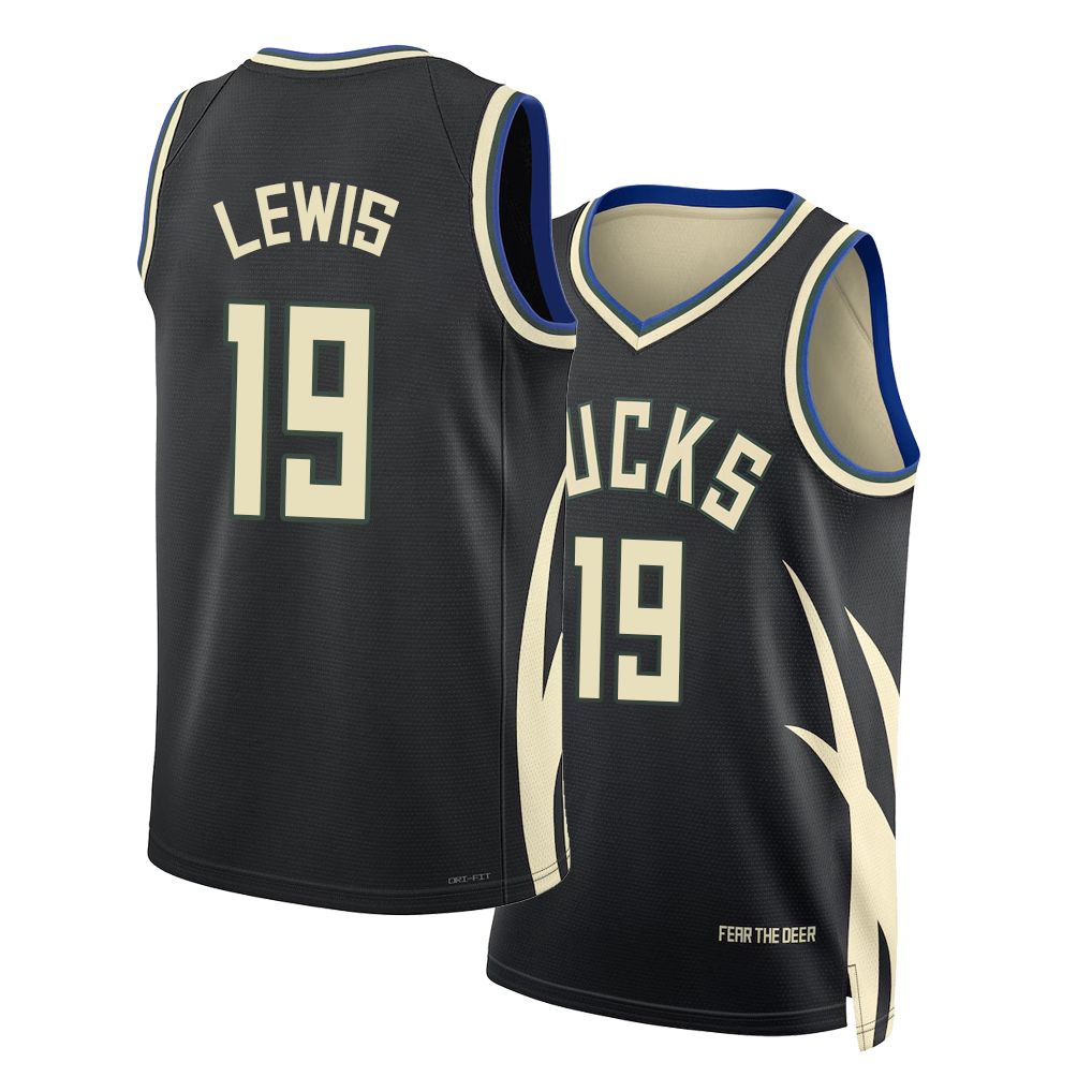 Milwaukee #19 Lewis Player Basketball Sleeveless Black Jersey Malique For Adult Youth