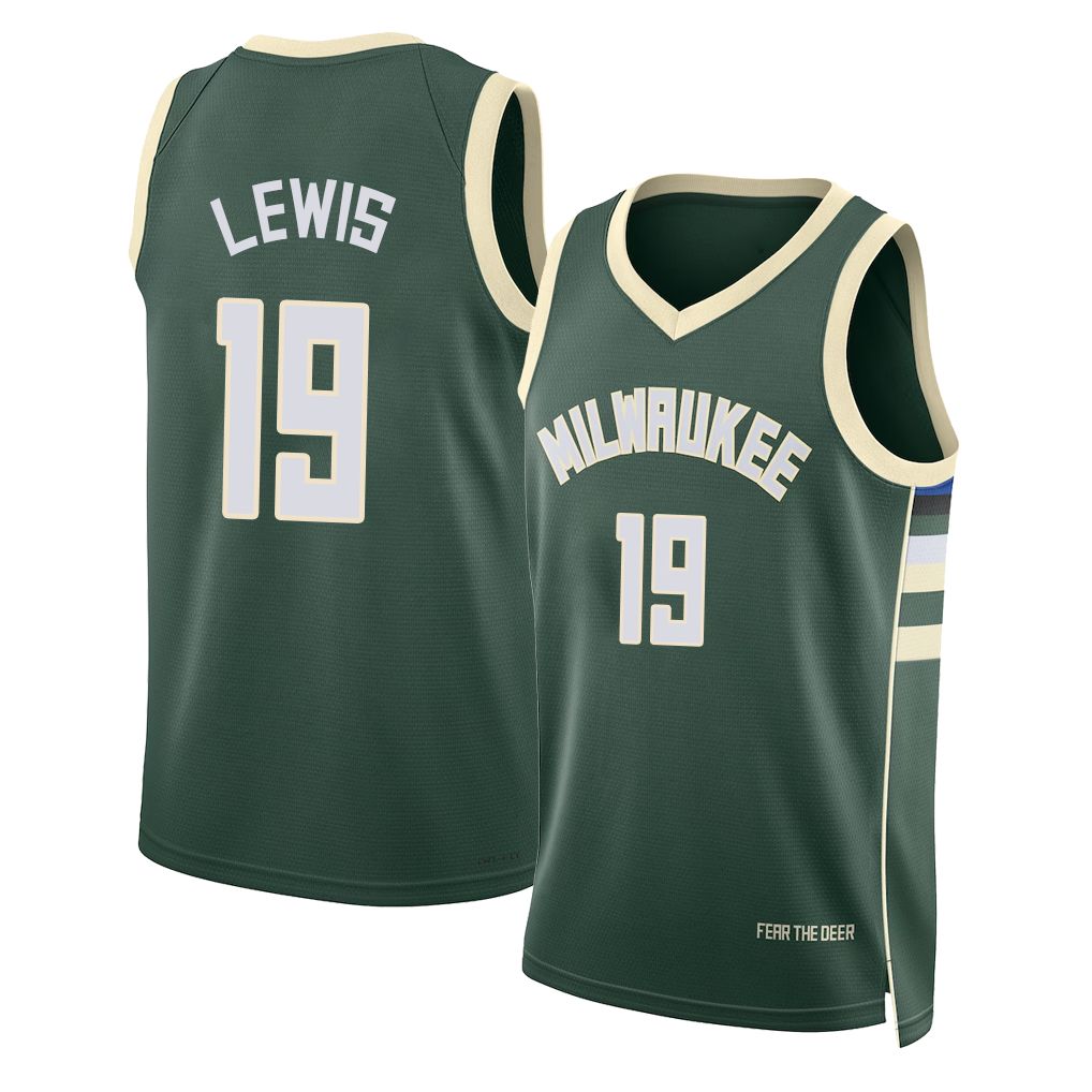 Milwaukee #19 Lewis Player Basketball Sleeveless Green Jersey Malique For Adult Youth