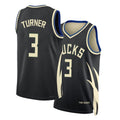 Milwaukee #3 Turner Player Basketball Sleeveless Black Jersey Myles For Adult Youth