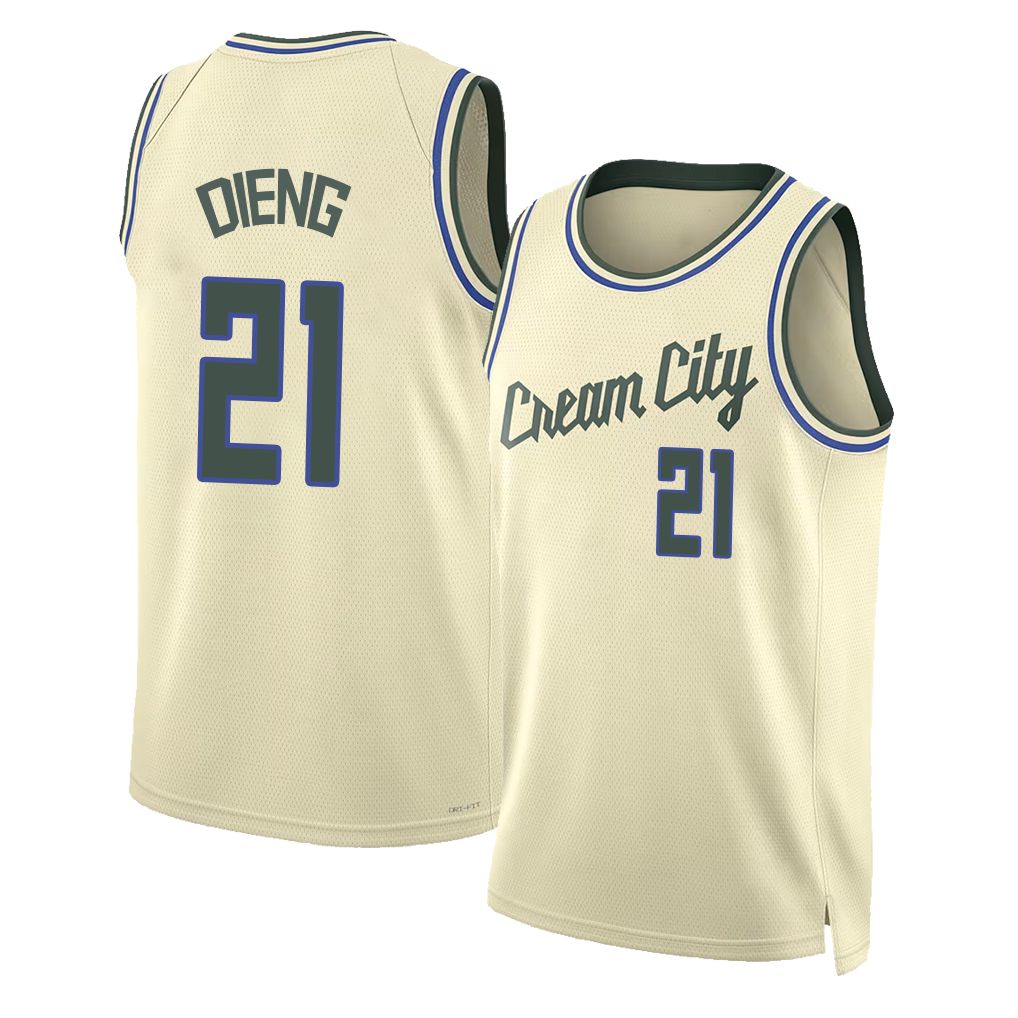 Milwaukee #21 Dieng Player Basketball Sleeveless Cream Jersey Ousmane For Adult Youth