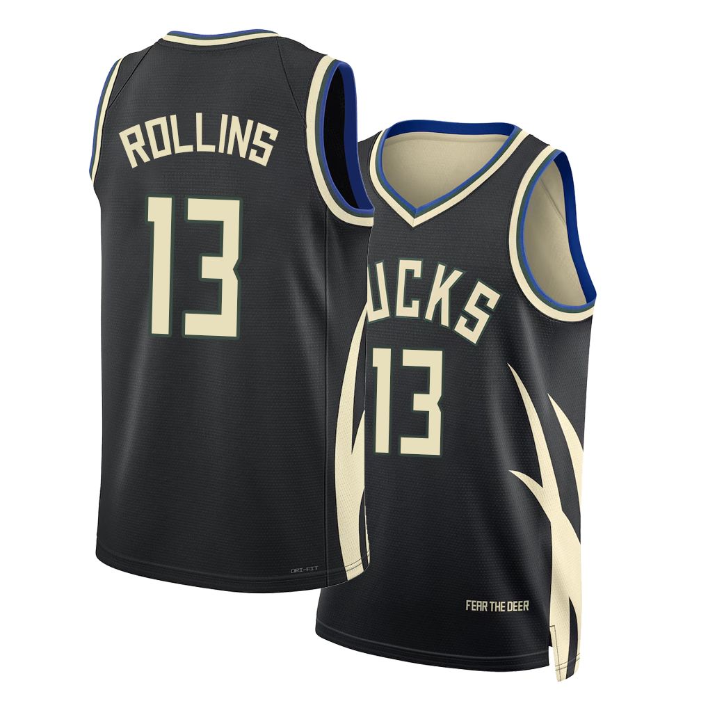 Milwaukee #13 Rollins Player Basketball Sleeveless Black Jersey Ryan For Adult Youth