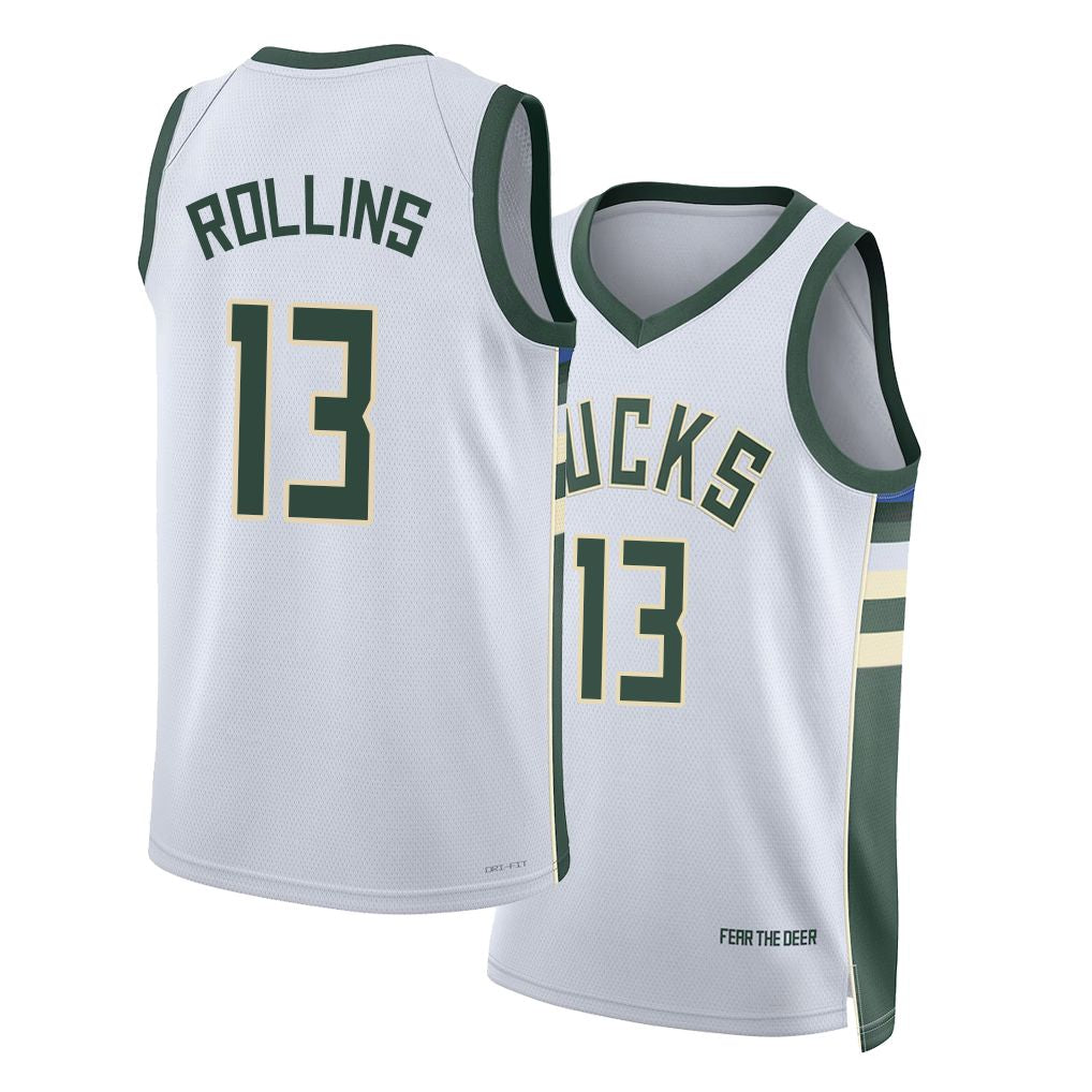 Milwaukee #13 Rollins Player Basketball Sleeveless White Jersey Ryan For Adult Youth