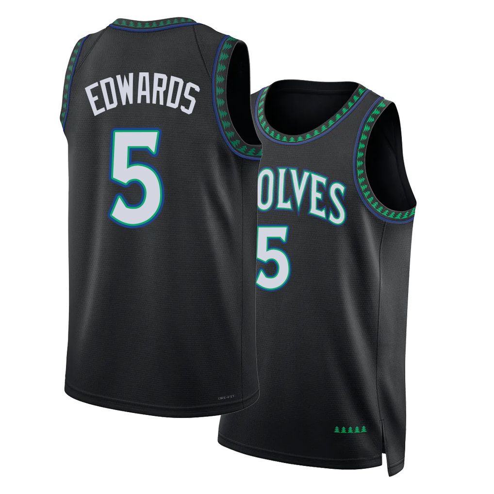 Minnesota #5 Edwards Player Basketball Sleeveless Black Jersey Anthony For Adult Youth