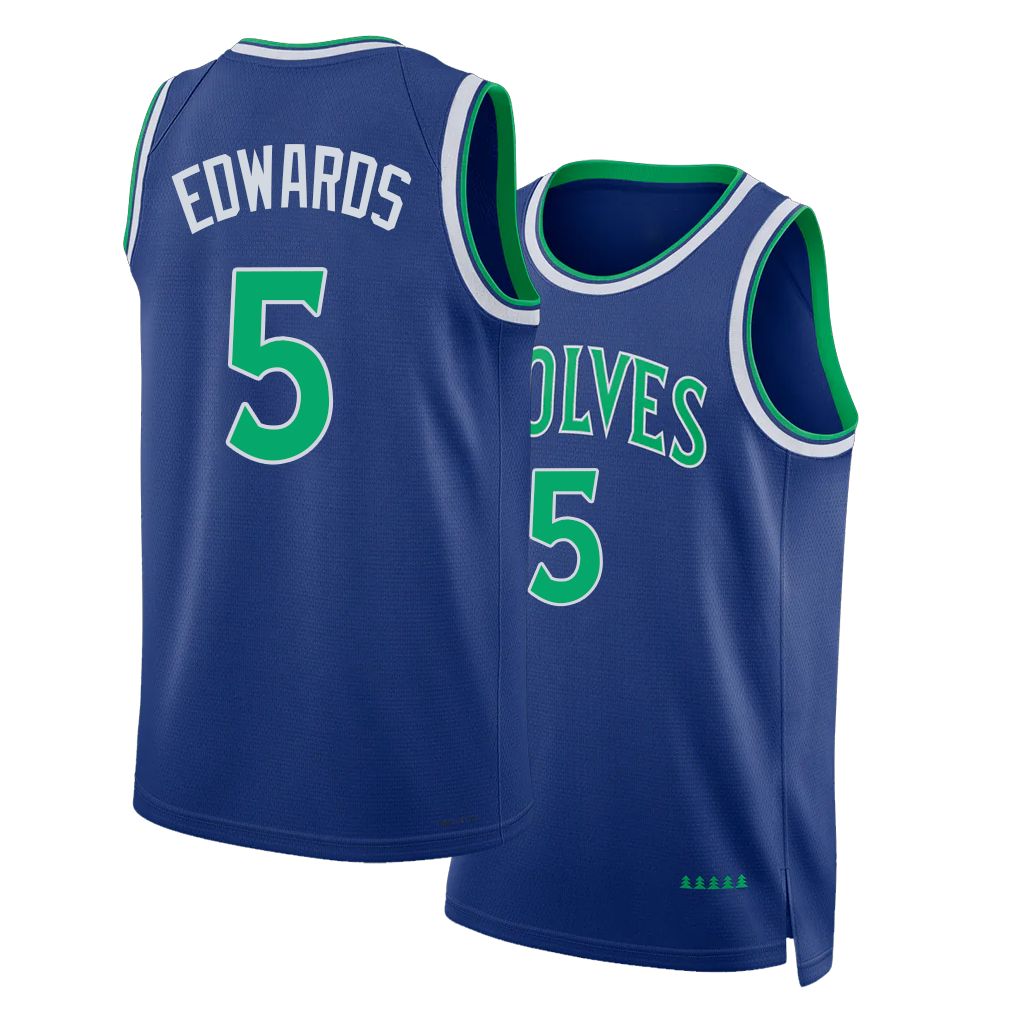 Minnesota #5 Edwards Player Basketball Sleeveless Blue Jersey Anthony For Adult Youth