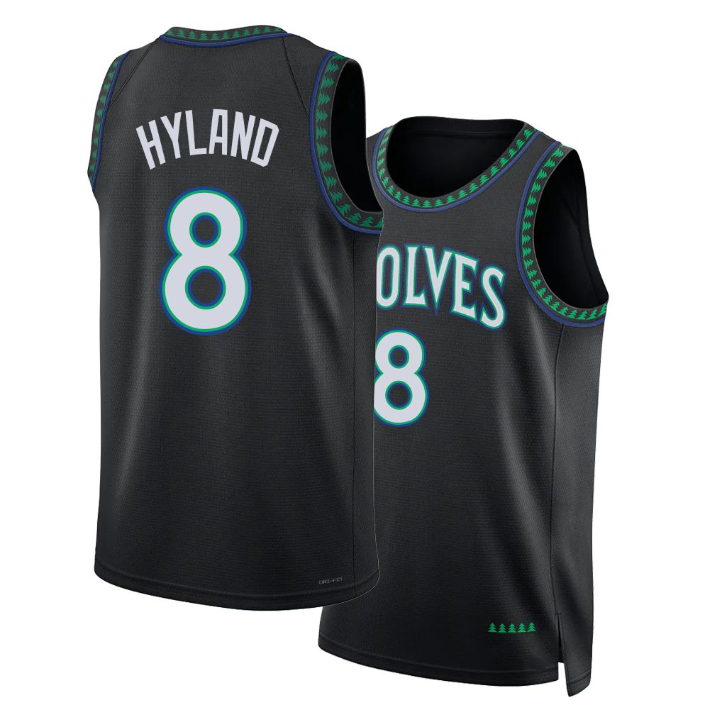 Minnesota #8 Hyland Player Basketball Sleeveless Black Jersey Bones For Adult Youth