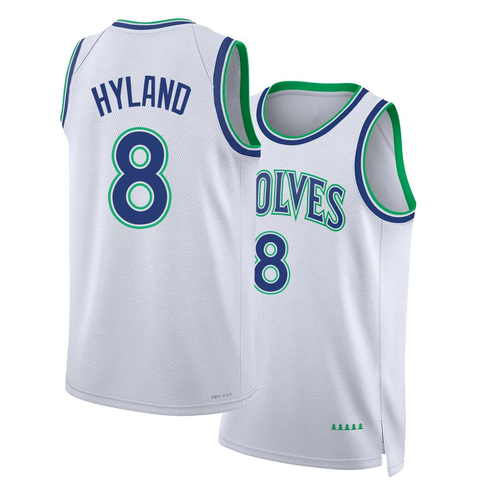 Minnesota #8 Hyland Player Basketball Sleeveless White Jersey Bones For Adult Youth