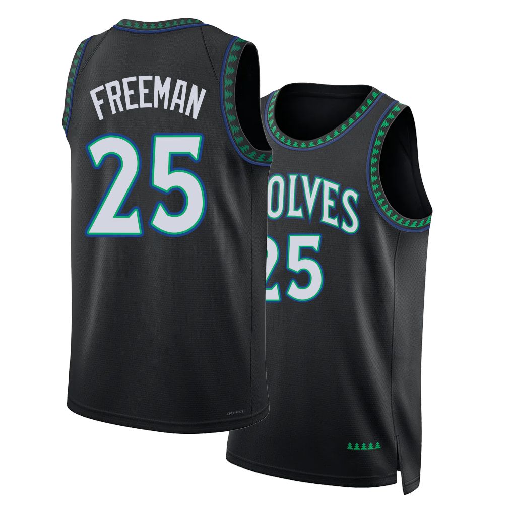 Minnesota #25 Freeman Player Basketball Sleeveless Black Jersey Enrique For Adult Youth