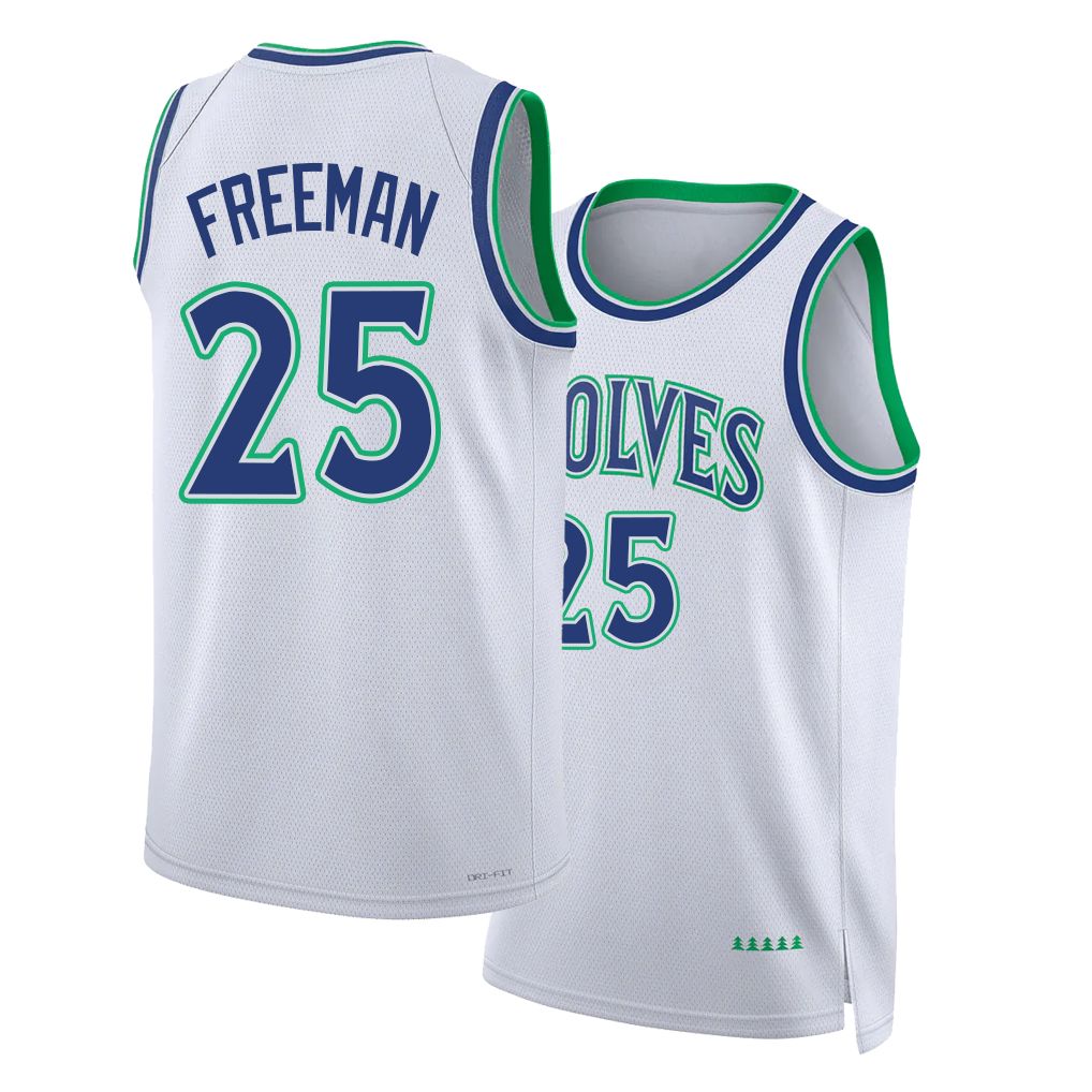 Minnesota #25 Freeman Player Basketball Sleeveless White Jersey Enrique For Adult Youth
