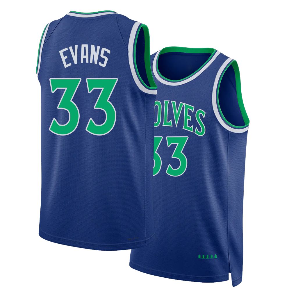 Minnesota #33 Evans Player Basketball Sleeveless Blue Jersey Isaiah For Adult Youth