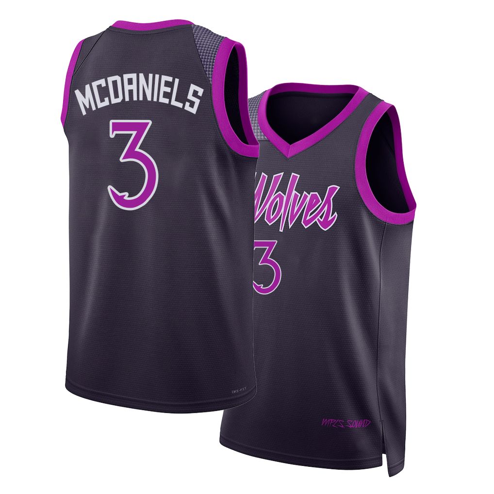 Minnesota #3 McDaniels Player Basketball Sleeveless Black Jersey Jaden For Adult Youth