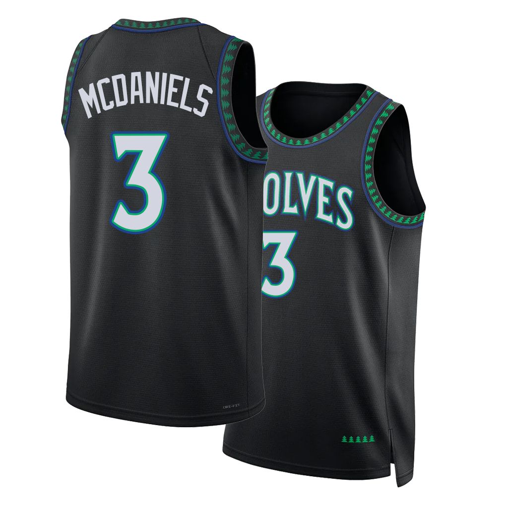 Minnesota #3 McDaniels Player Basketball Sleeveless Black Jersey Jaden For Adult Youth