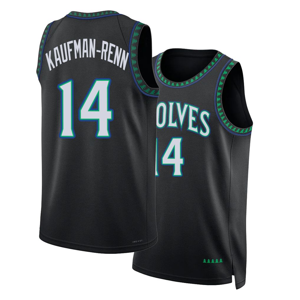 Minnesota #14 Kaufman-Renn Player Basketball Sleeveless Black Jersey Trey For Adult Youth