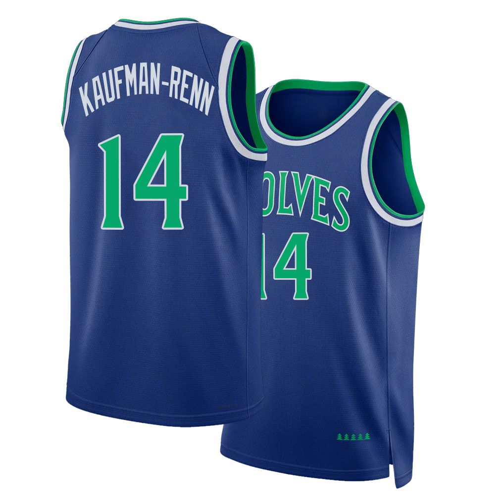 Minnesota #14 Kaufman-Renn Player Basketball Sleeveless Blue Jersey Trey For Adult Youth