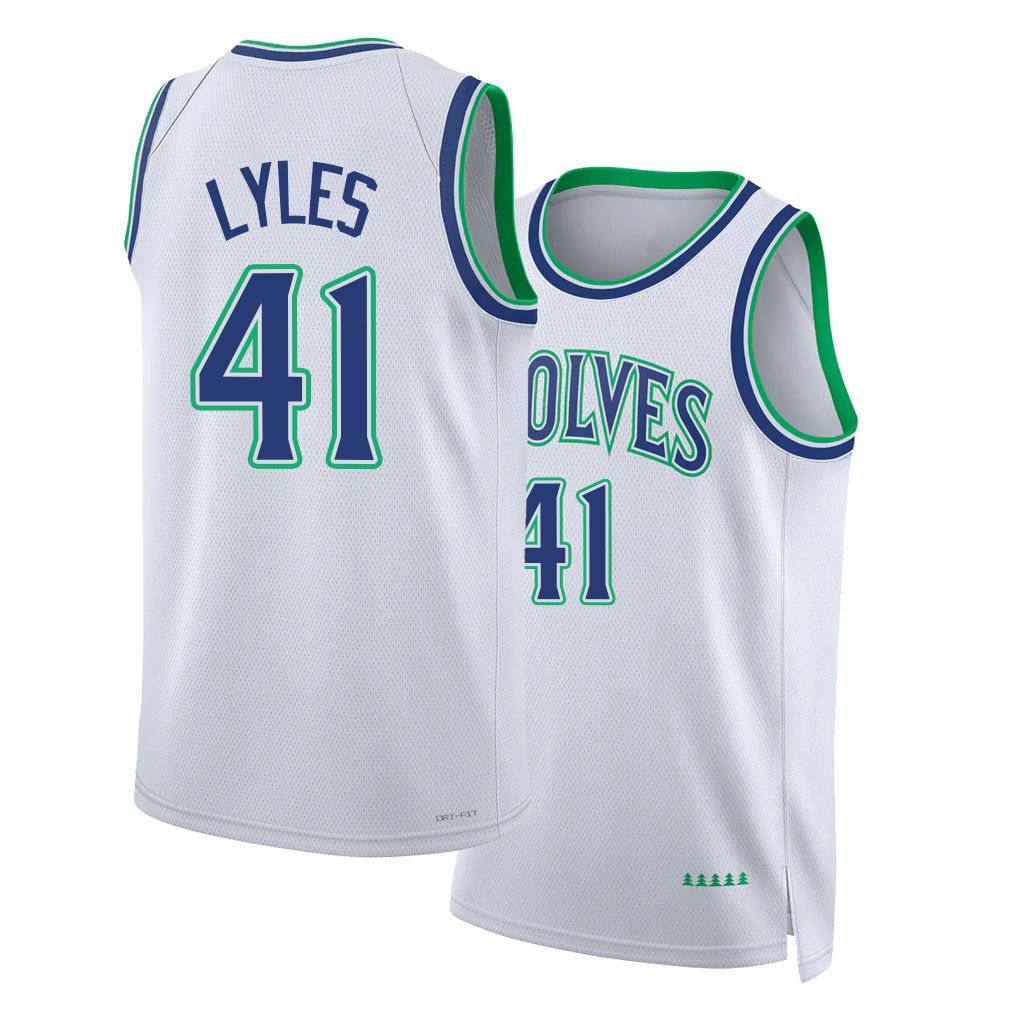 Minnesota #41 Lyles Player Basketball Sleeveless White Jersey Trey For Adult Youth