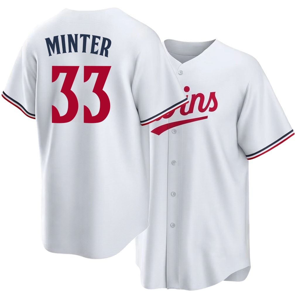 Minnesota #33 Minter Player Baseball Short Sleeve White Jersey A.J. For Men Women Youth Gift