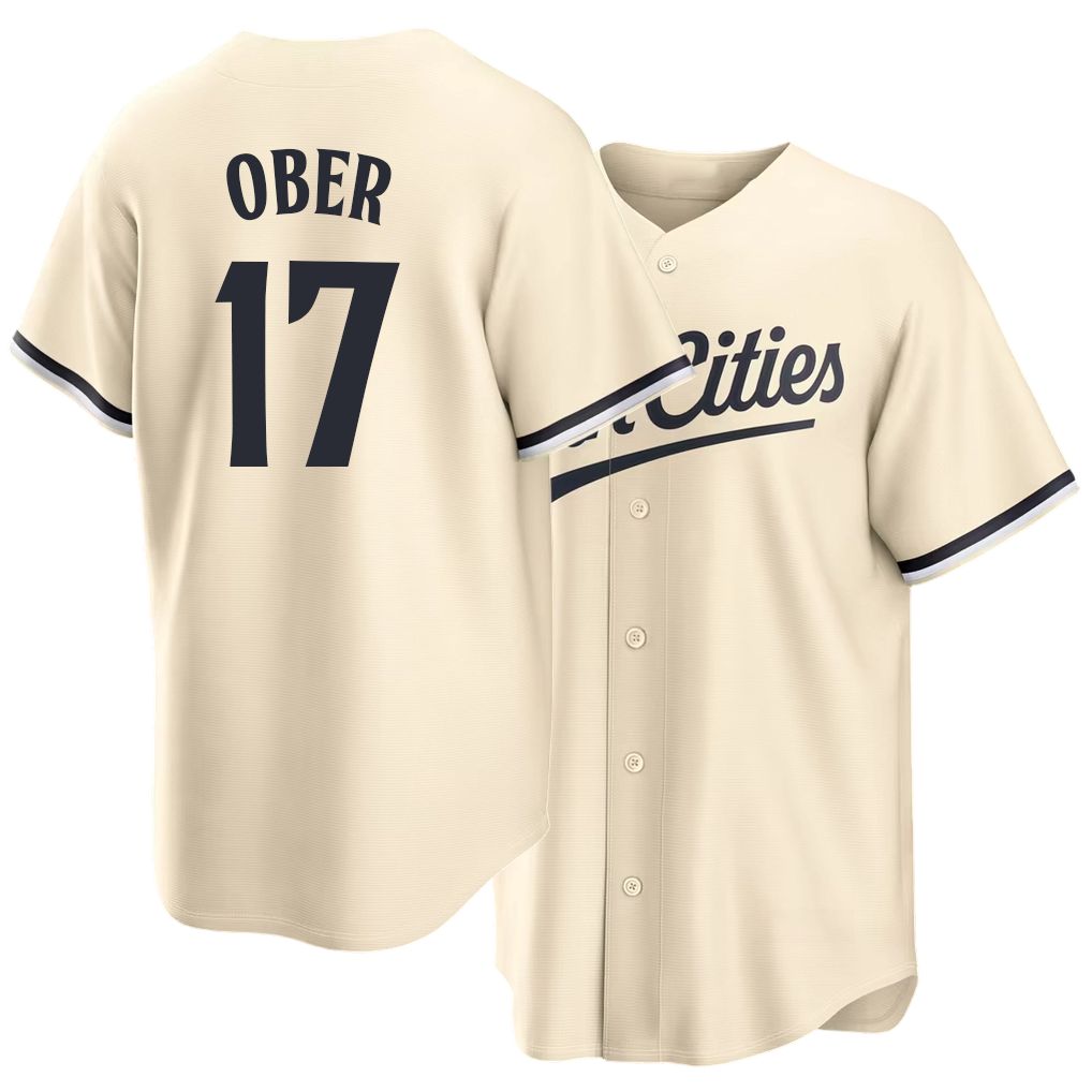 Minnesota #17 Ober Player Baseball Short Sleeve Cream Jersey Bailey For Men Women Youth Gift