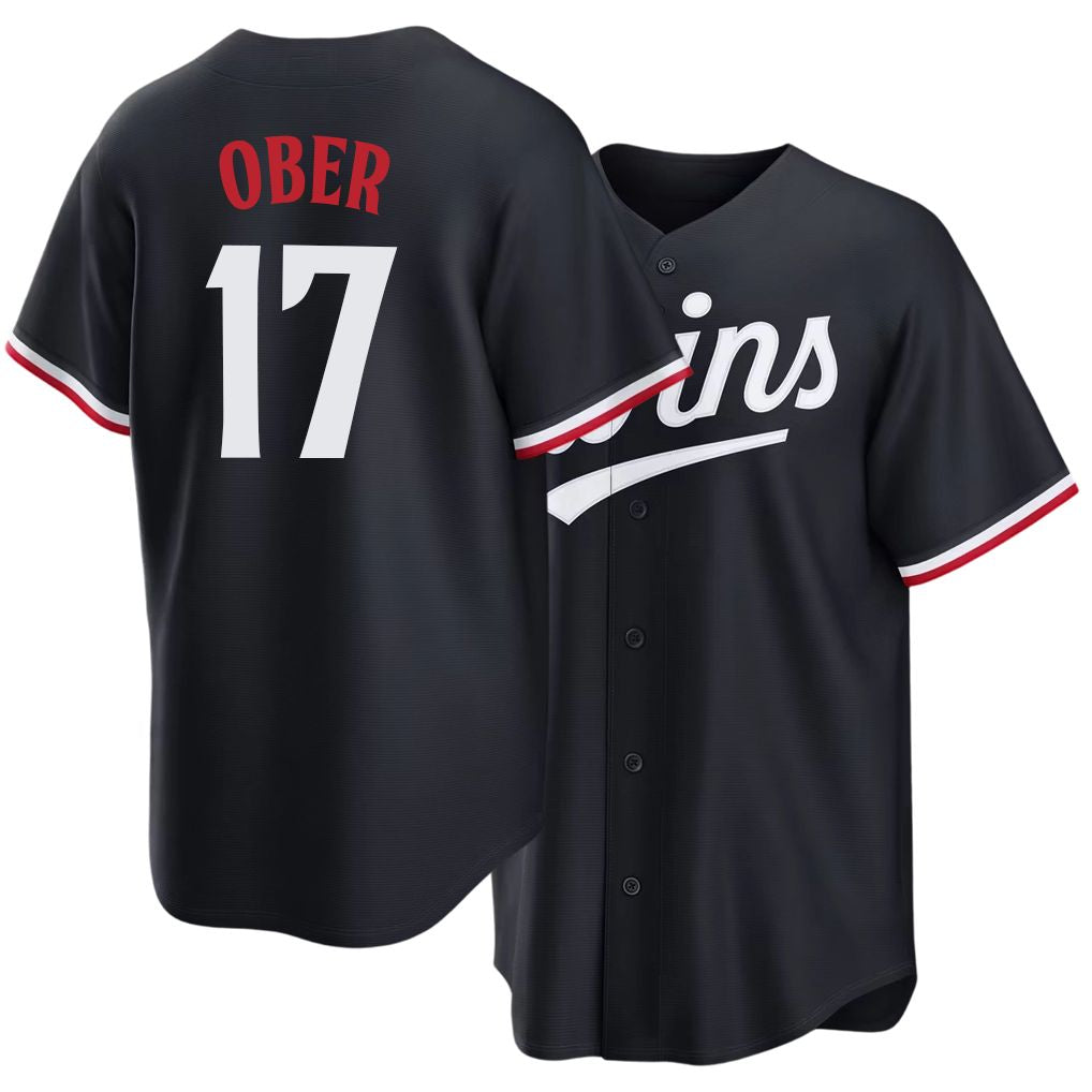 Minnesota #17 Ober Player Baseball Short Sleeve Navy Jersey Bailey For Men Women Youth Gift
