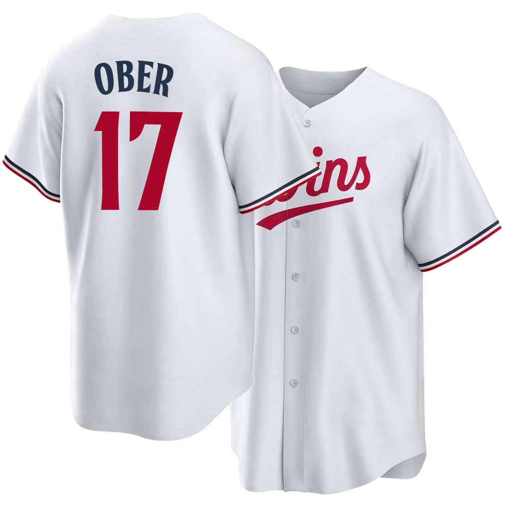 Minnesota #17 Ober Player Baseball Short Sleeve White Jersey Bailey For Men Women Youth Gift