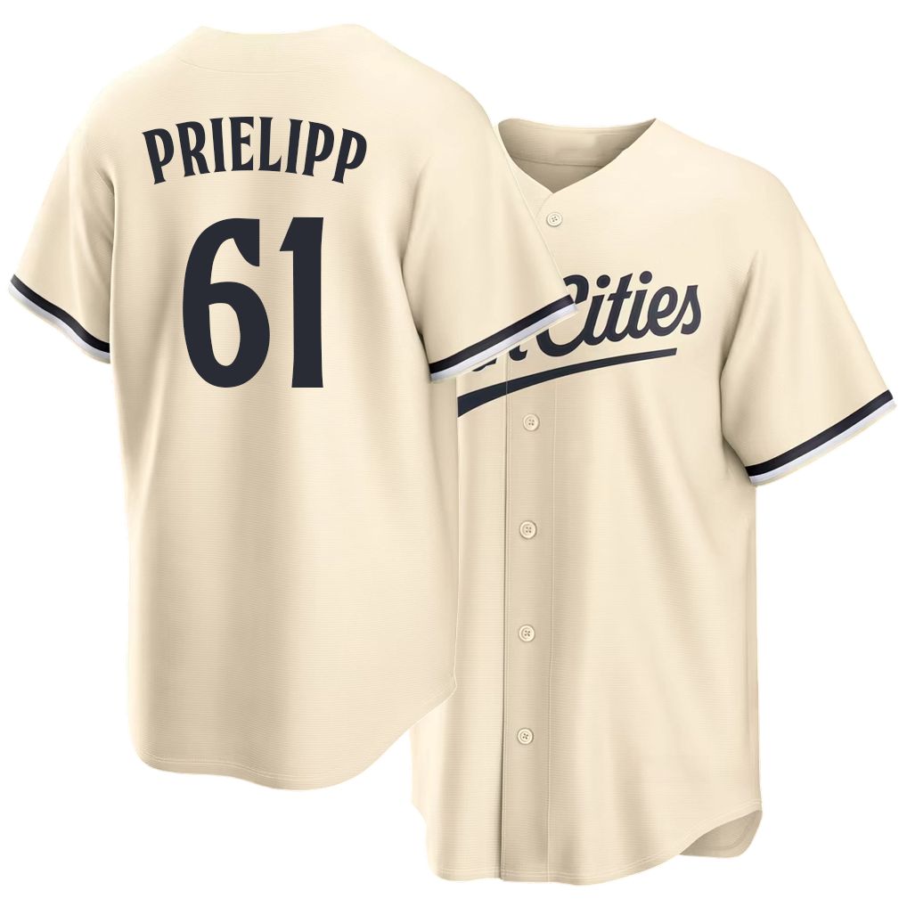 Minnesota #61 Prielipp Player Baseball Short Sleeve Cream Jersey Connor For Men Women Youth Gift