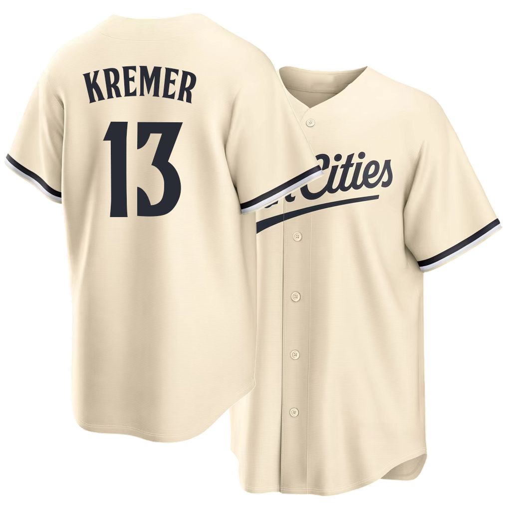 Minnesota #13 Kremer Player Baseball Short Sleeve Cream Jersey Dean For Men Women Youth Gift