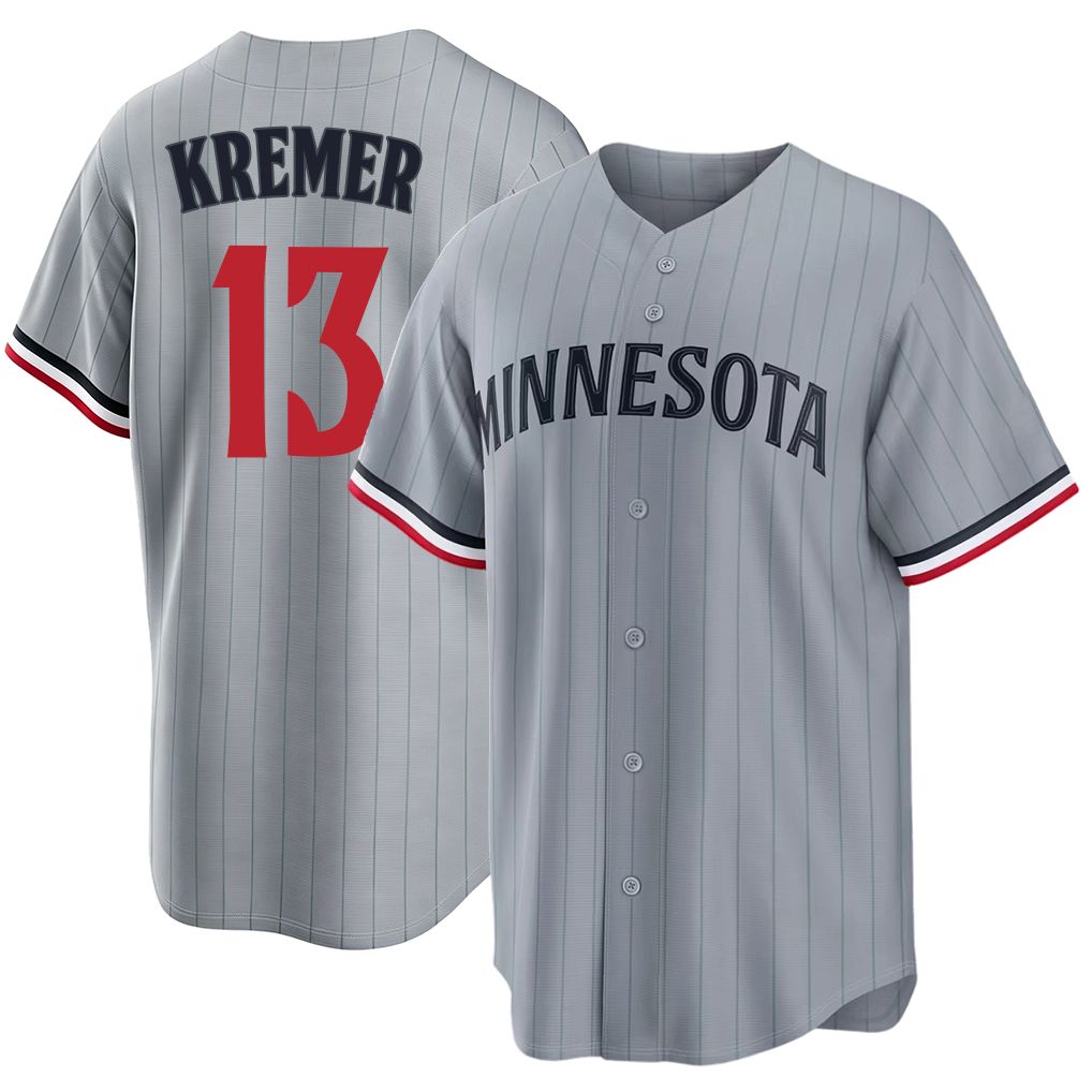 Minnesota #13 Kremer Player Baseball Short Sleeve Gray Jersey Dean For Men Women Youth Gift