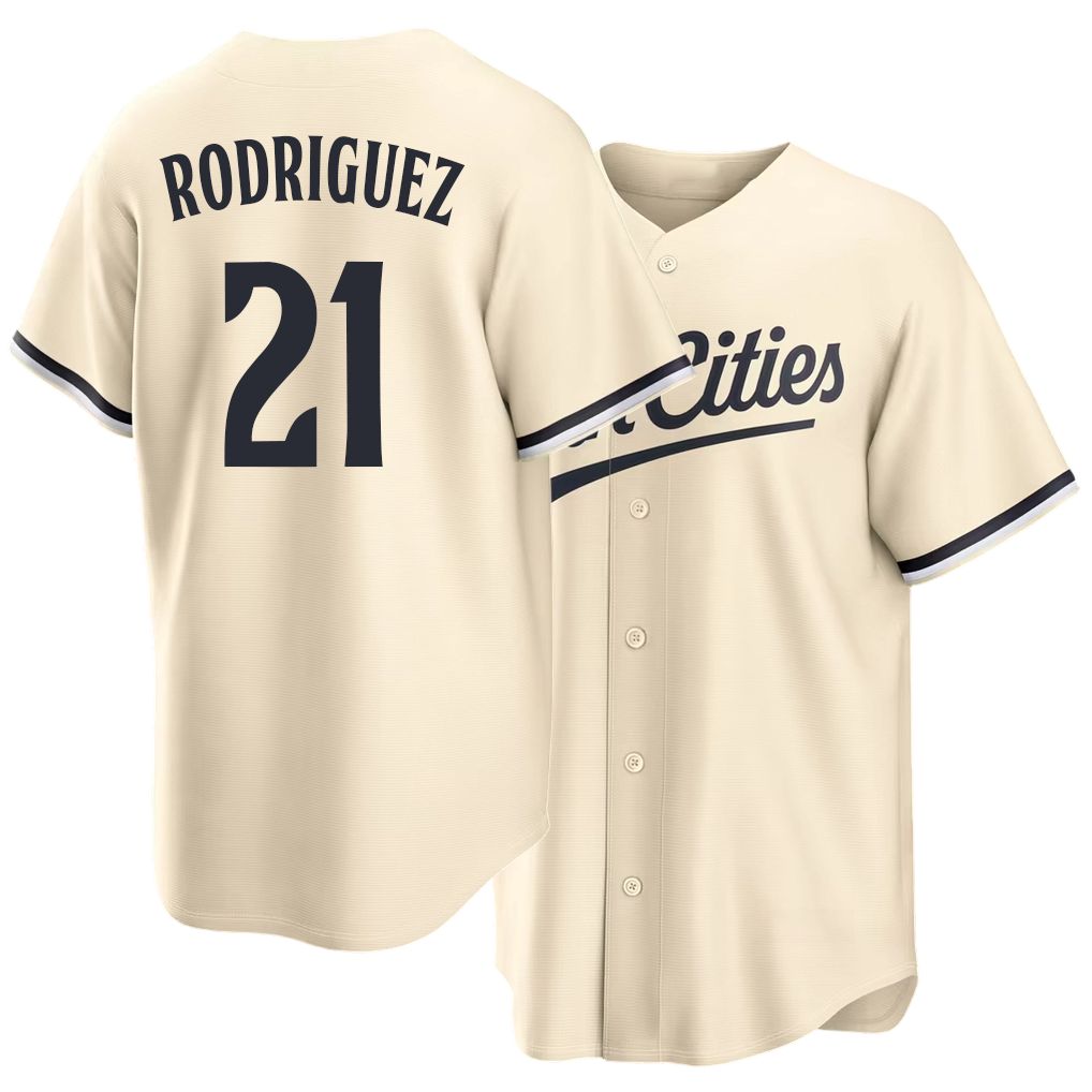 Minnesota #21 Rodriguez Player Baseball Short Sleeve Cream Jersey Emmanuel For Men Women Youth Gift