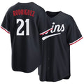 Minnesota #21 Rodriguez Player Baseball Short Sleeve Navy Jersey Emmanuel For Men Women Youth Gift