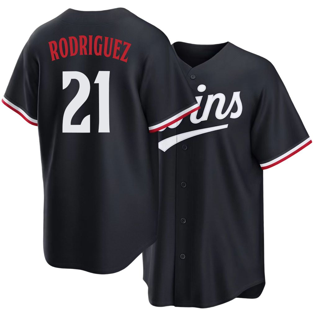 Minnesota #21 Rodriguez Player Baseball Short Sleeve Navy Jersey Emmanuel For Men Women Youth Gift