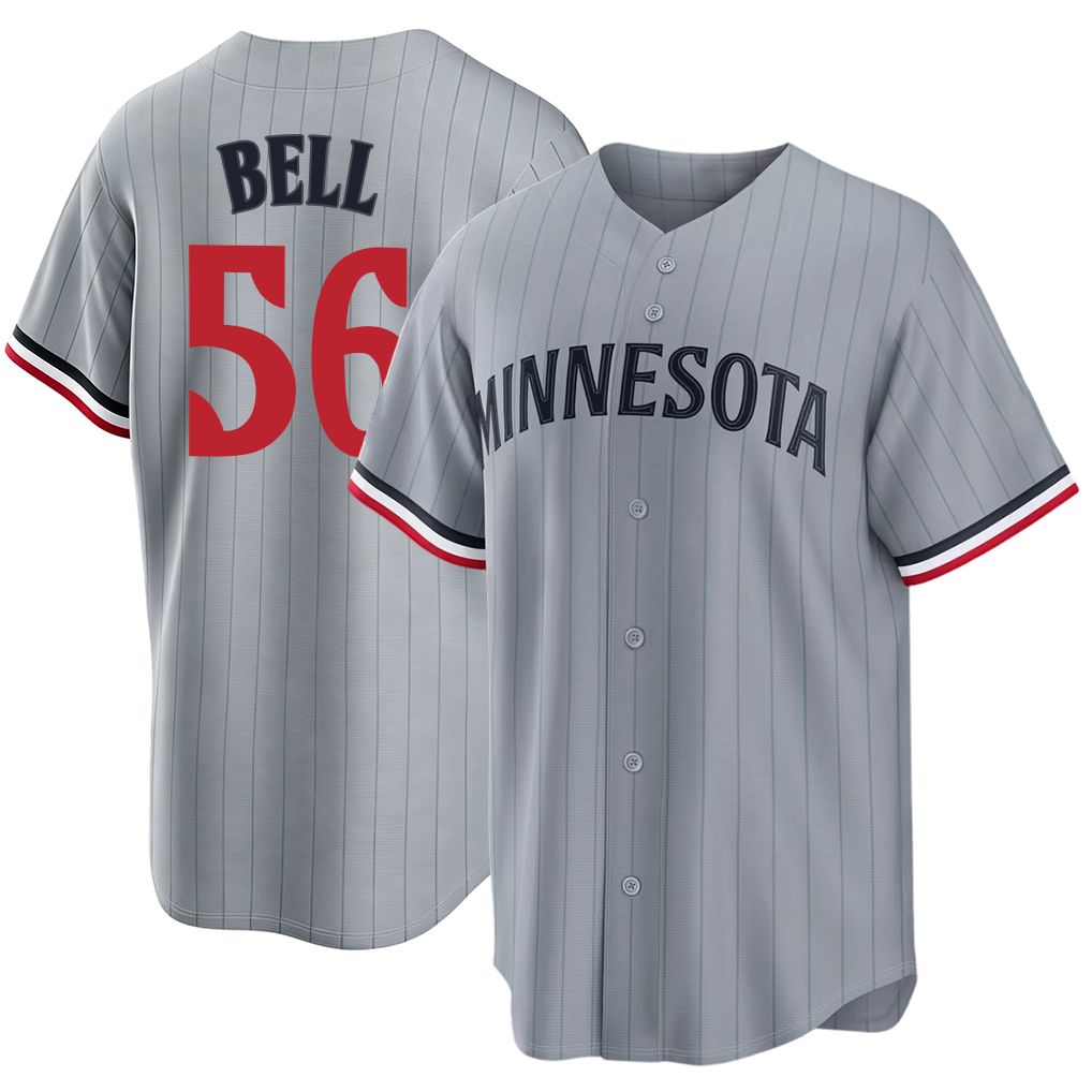 Minnesota #56 Bell Player Baseball Short Sleeve Gray Jersey Josh For Men Women Youth Gift