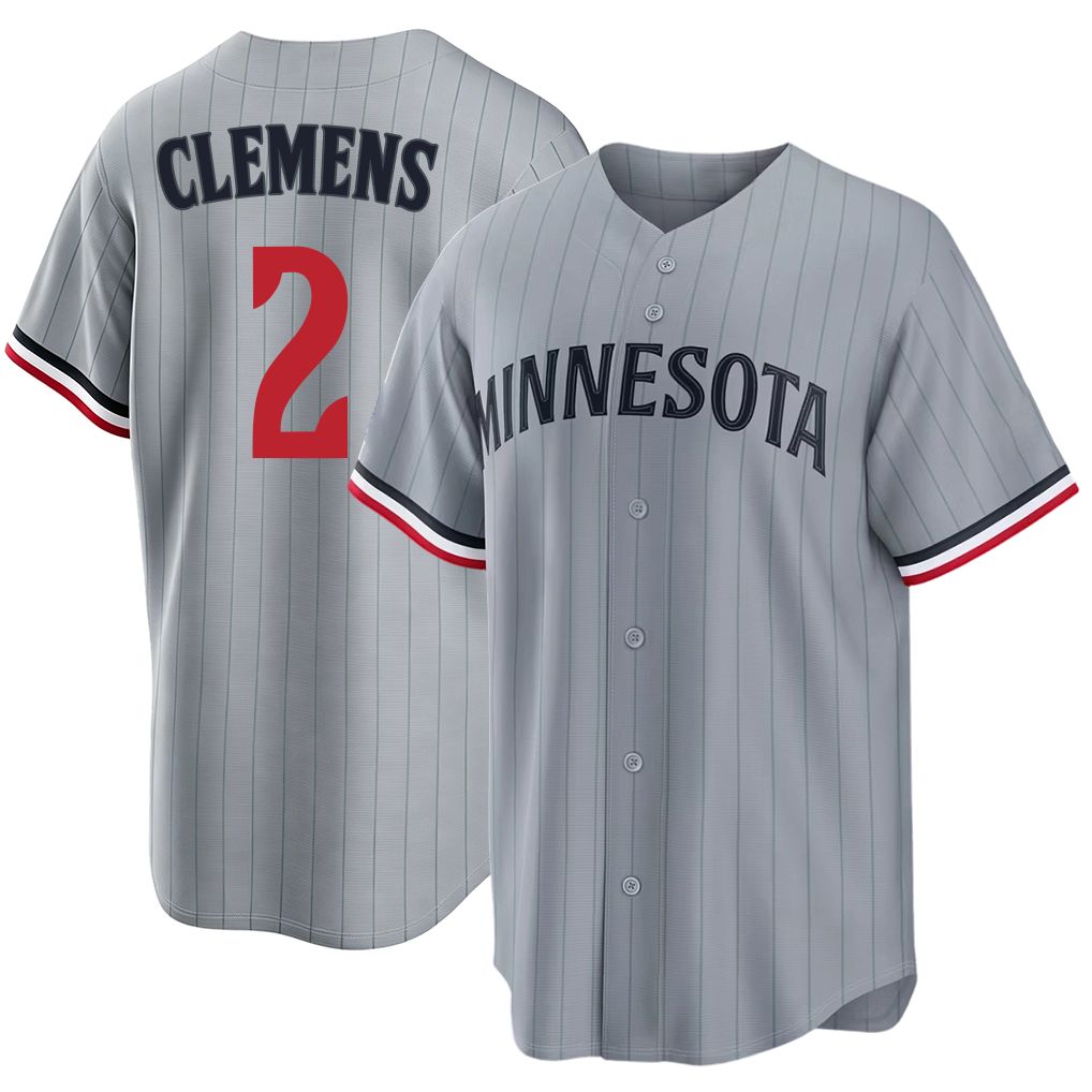 Minnesota #2 Clemens Player Baseball Short Sleeve Gray Jersey Kody For Men Women Youth Gift