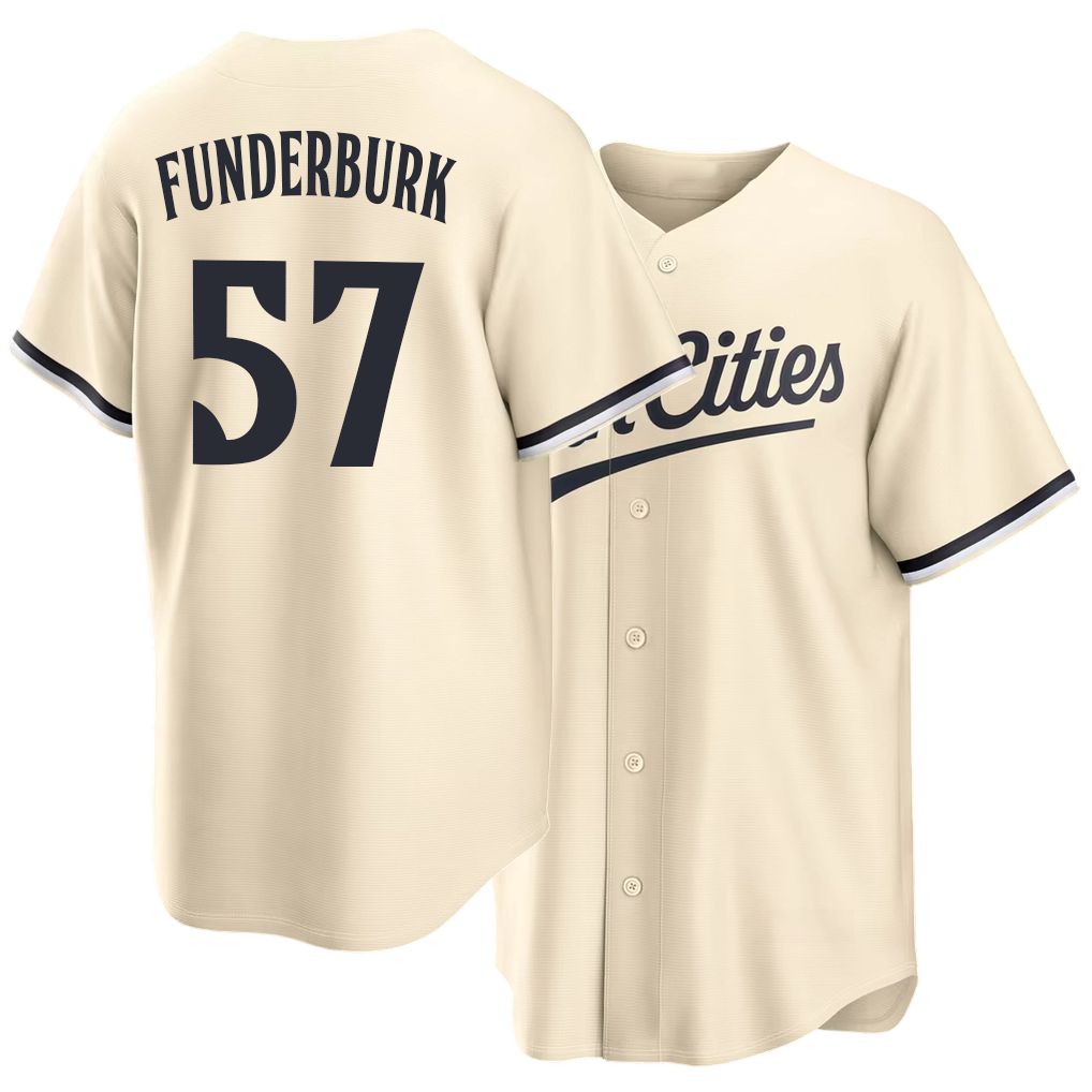 Minnesota #57 Funderburk Player Baseball Short Sleeve Cream Jersey Kody For Men Women Youth Gift