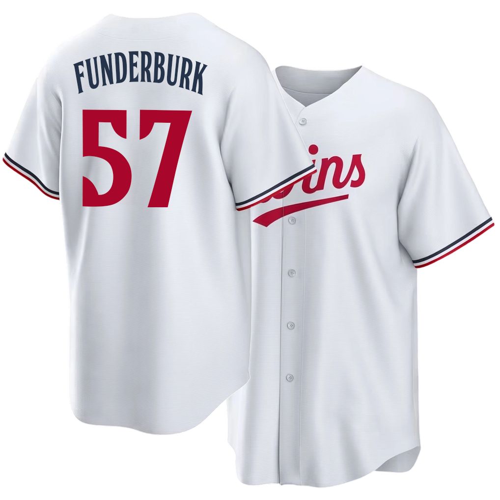 Minnesota #57 Funderburk Player Baseball Short Sleeve White Jersey Kody For Men Women Youth Gift