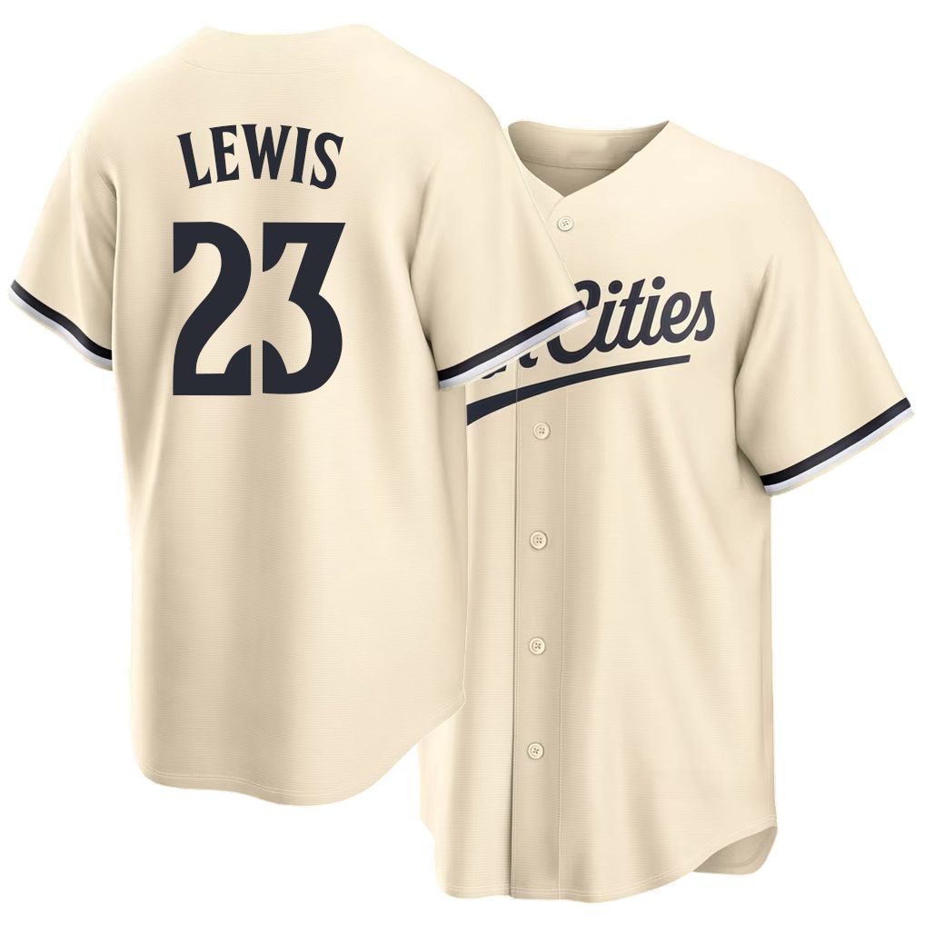 Minnesota #23 Lewis Player Baseball Short Sleeve Cream Jersey Royce For Men Women Youth Gift