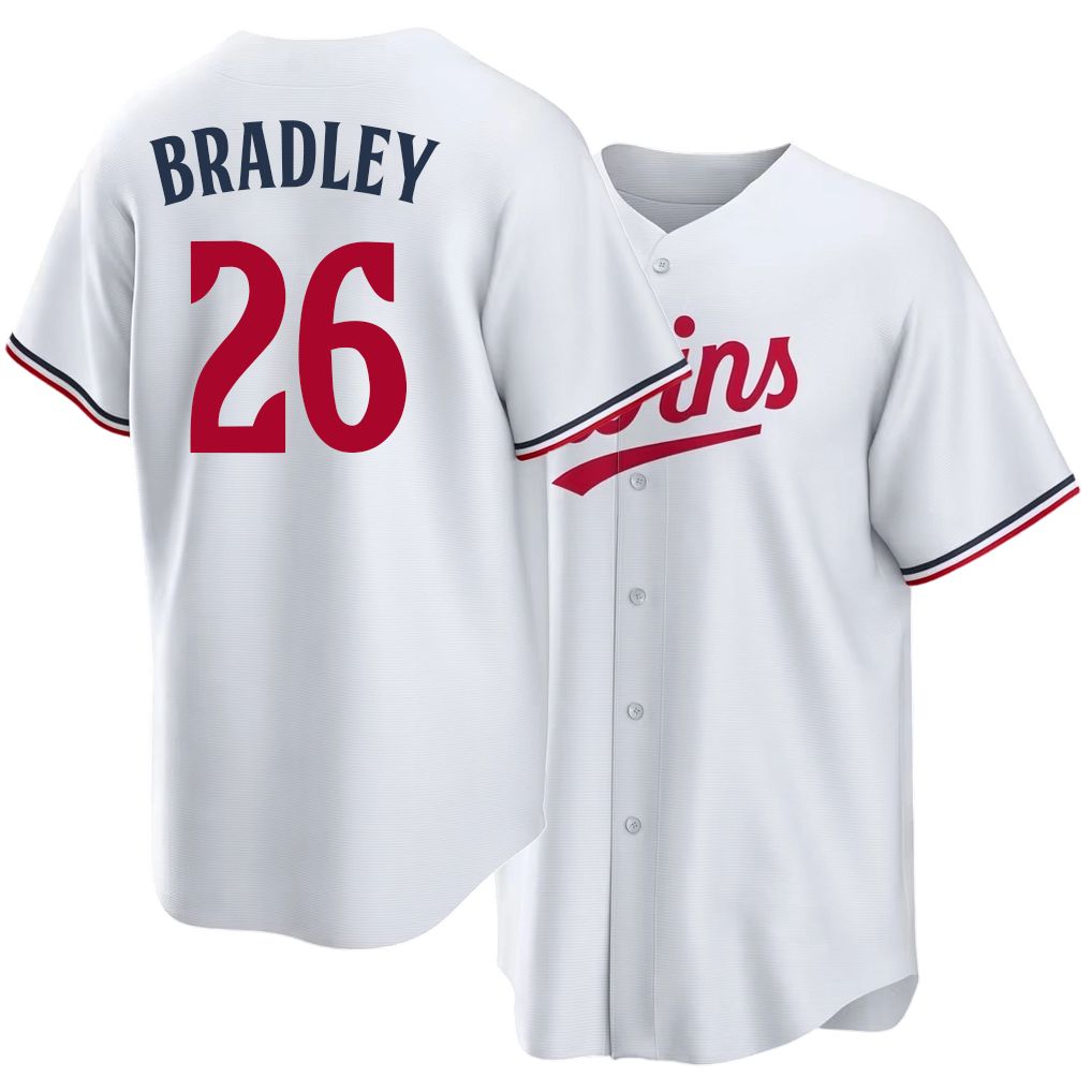 Minnesota #26 Bradley Player Baseball Short Sleeve White Jersey Taj For Men Women Youth Gift