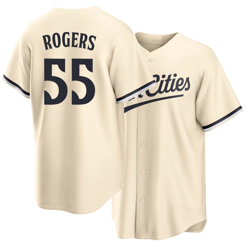 Minnesota #55 Rogers Player Baseball Short Sleeve Cream Jersey Taylor For Men Women Youth Gift