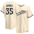 Minnesota #35 Nance Player Baseball Short Sleeve Cream Jersey Tommy For Men Women Youth Gift