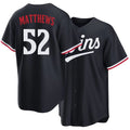 Minnesota #52 Matthews Player Baseball Short Sleeve Navy Jersey Zebby For Men Women Youth Gift