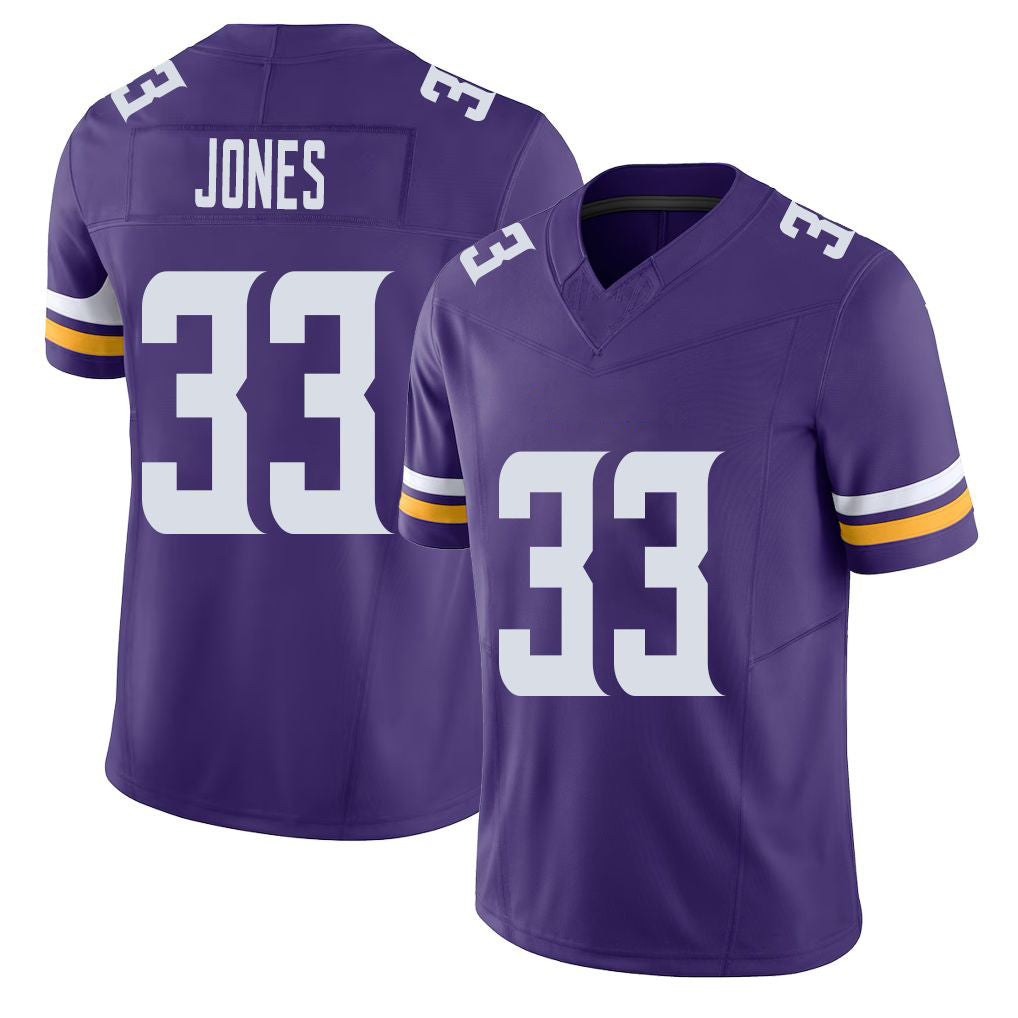 Minnesota #33 Jones Player Football V Neck Short Sleeve Jersey Purple Aaron For Men Youth Women Gift