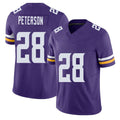 Minnesota #28 Peterson Player Football V Neck Short Sleeve Jersey Purple Adrian For Men Youth Women Gift