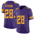 Minnesota #28 Peterson Purple Player Football V Neck Short Sleeve Jersey Adrian For Men Youth Women Gift