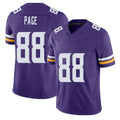 Minnesota #88 Page Player Football V Neck Short Sleeve Jersey Purple Alan For Men Youth Women Gift