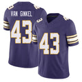 Minnesota #43 Van Ginkel Player Football V Neck Short Sleeve Purple Jersey Andrew For Men Youth Women Gift