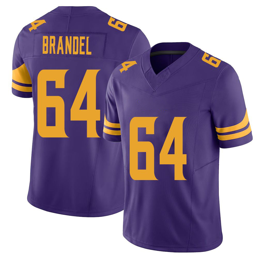 Minnesota #64 Brandel Purple Player Football V Neck Short Sleeve Jersey Blake For Men Youth Women Gift